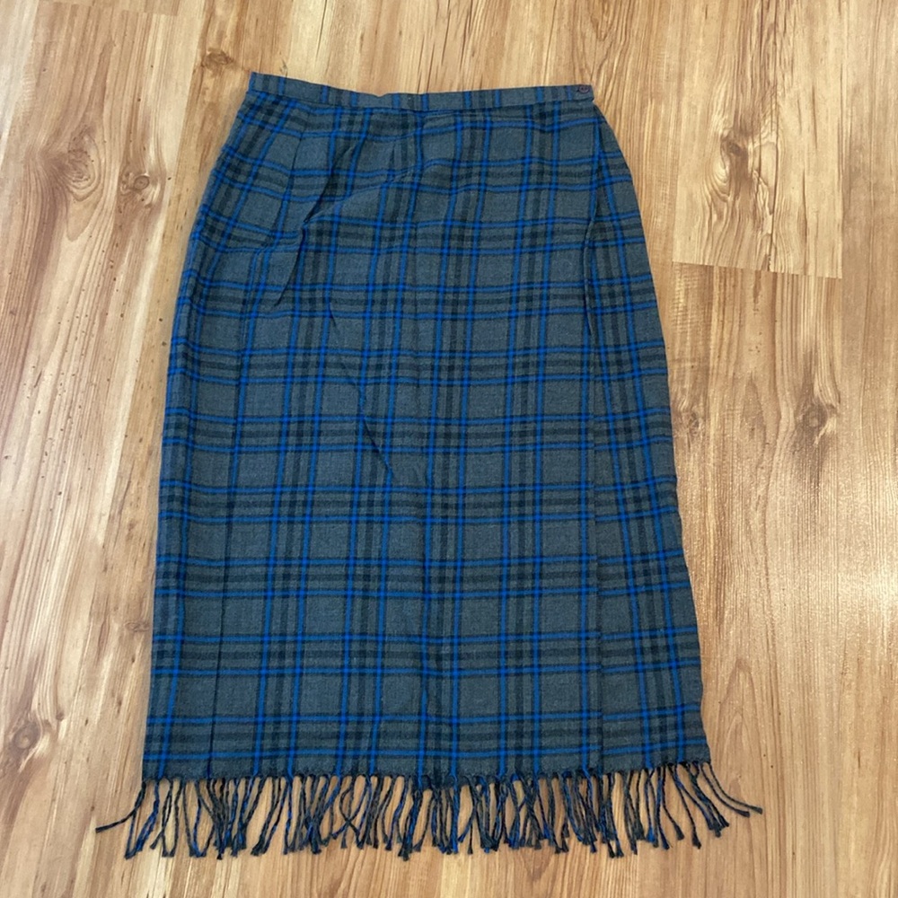 ❤️ HOST PICK ❤️ BIANCA NYGARD wrap around plaid midi skirt with fringe 12P